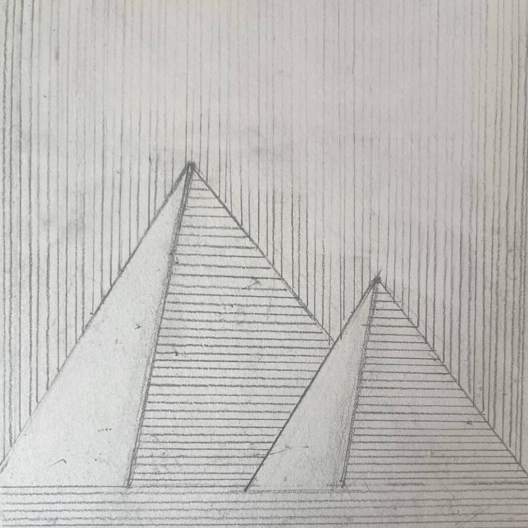 Hardtfeld - pencil sketch of Pyramids.
